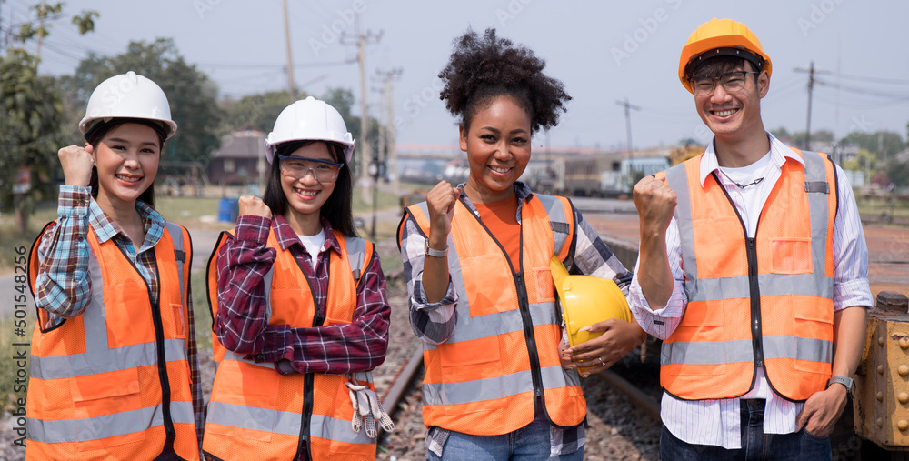 People with hard hats